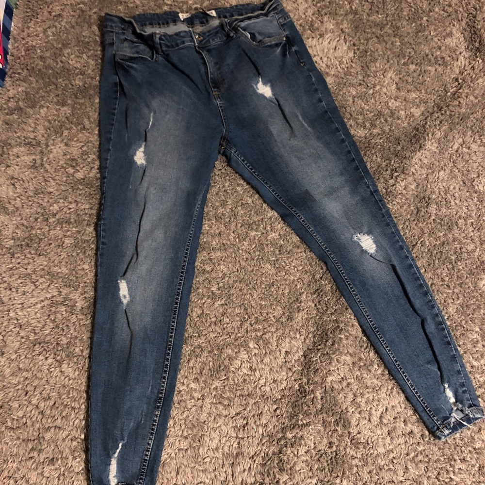 Primark Ripped Blue Skinny Jeans